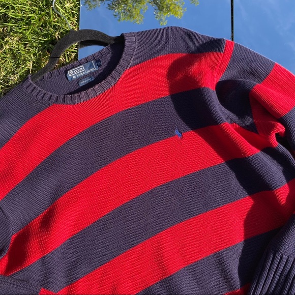 Polo By Ralph Lauren Striped Red & Blue Crewneck - Picture 3 of 4